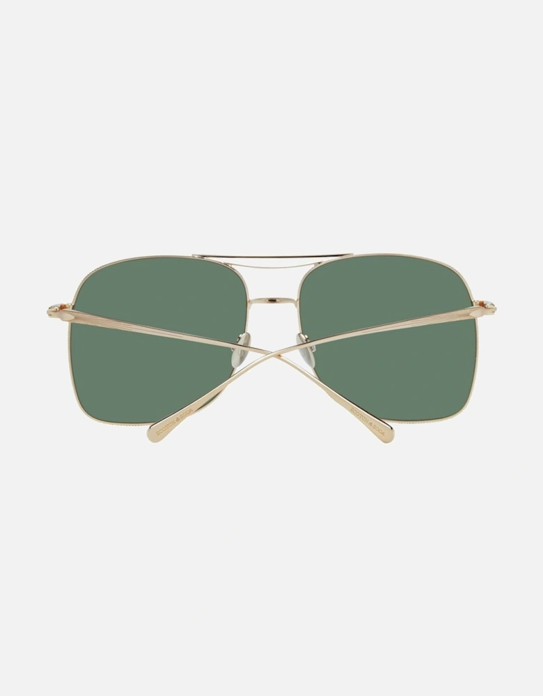 Gold Aviator Sunglasses with Green Lenses - Category 3 Women