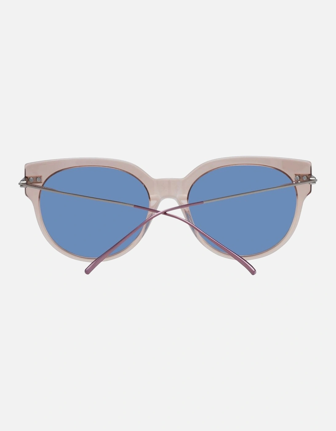 Brown Round Sunglasses with Blue Lenses Women