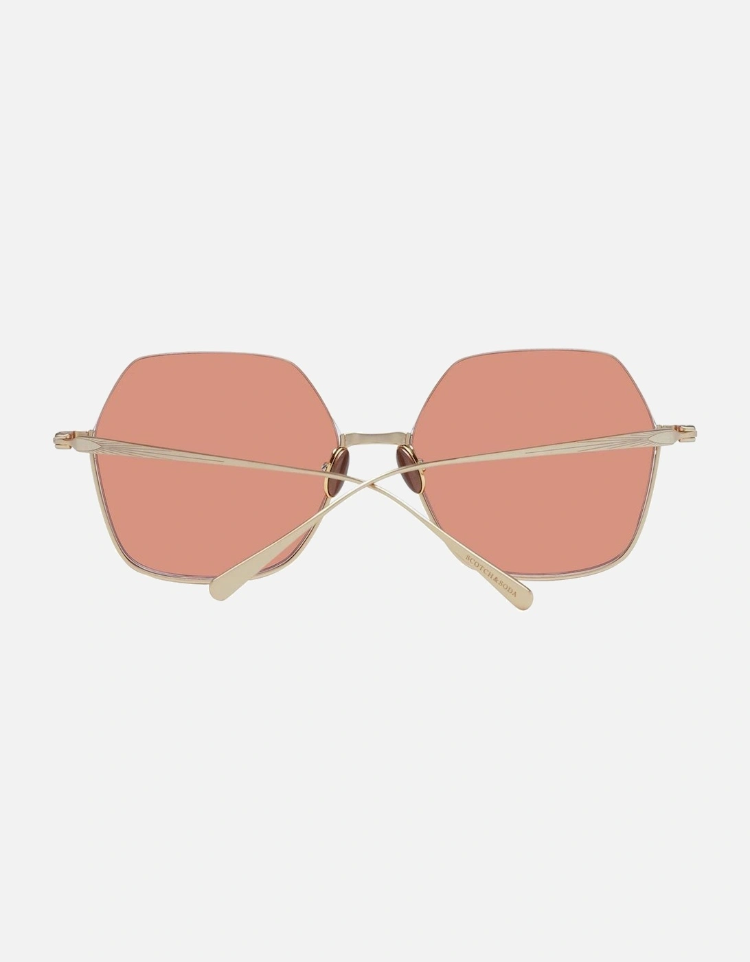 Gold Trapezium Sunglasses with Orange Lenses and UV Protection Women
