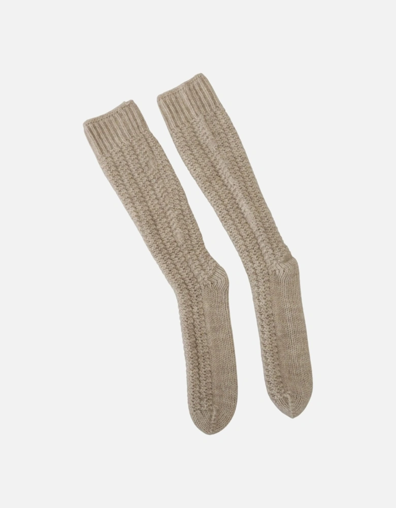 Knitted Wool Socks ModelSCS2064 Women - Beige Pantyhose