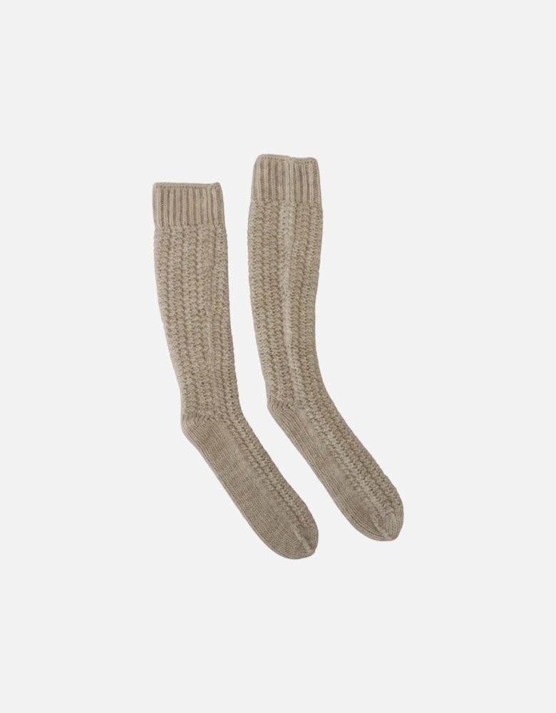 Knitted Wool Socks ModelSCS2064 Women - Beige Pantyhose