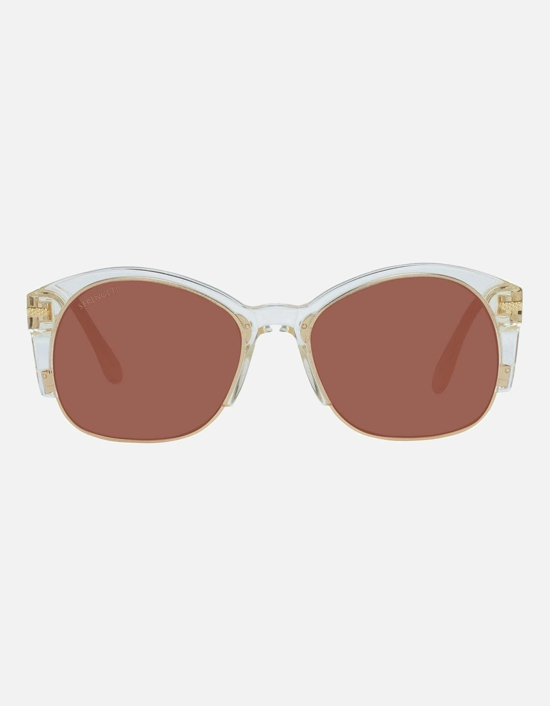 Gold Round Polarized Sunglasses with Brown Lenses - Category 2 Unisex