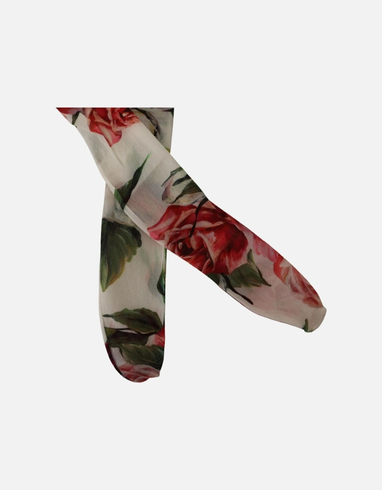 Floral Print Tights Rose Print Women - White Pantyhose