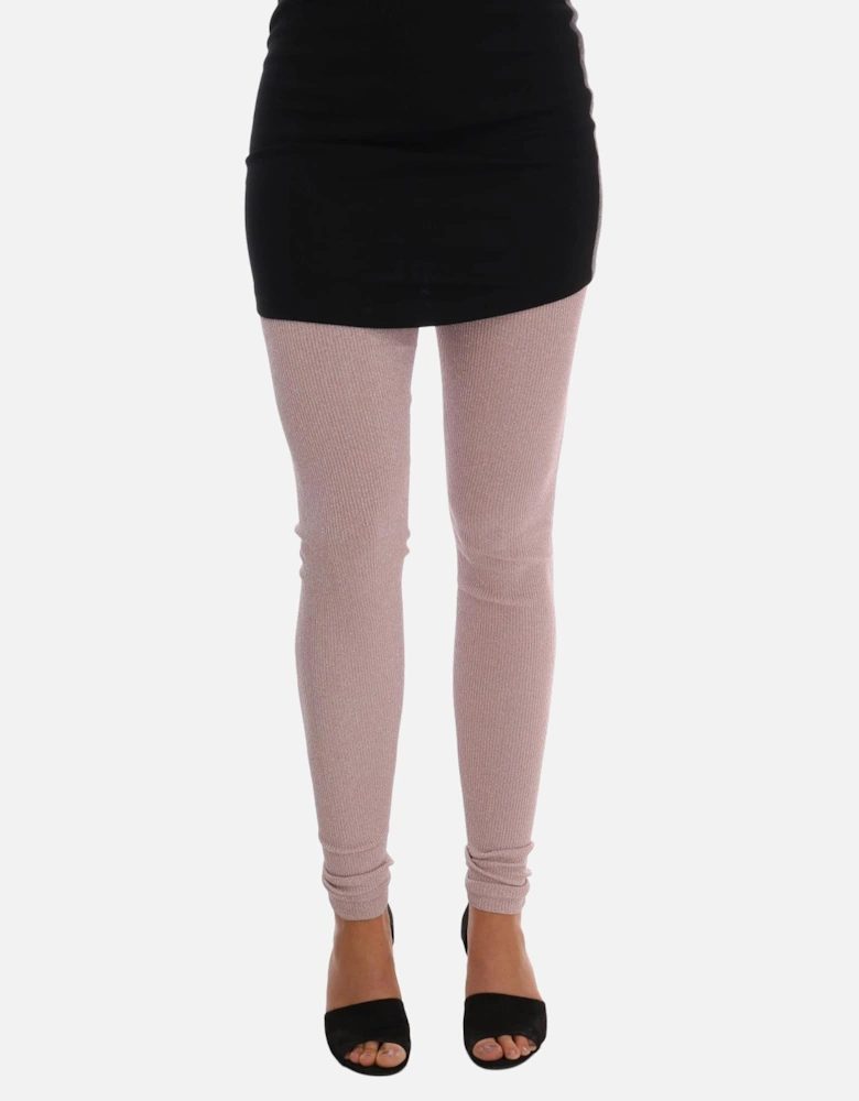 Dolce Gabbana Ribbed Leggings Women - Pink Pantyhose