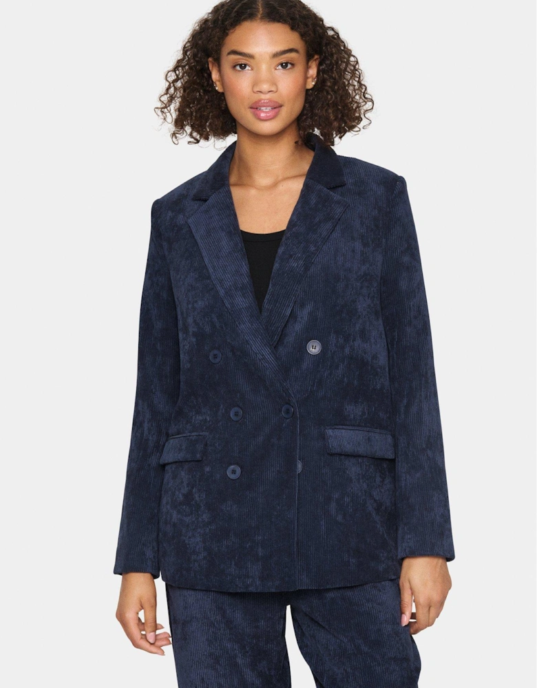 Gabborsz Double-Breasted Corduroy Blazer - Blue