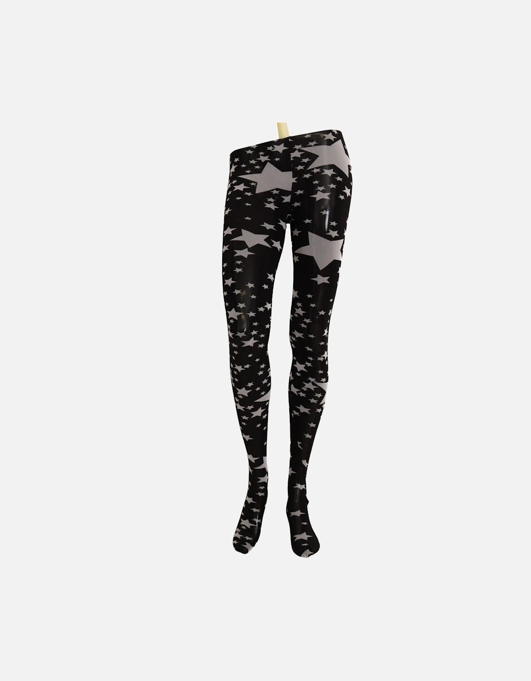Nylon Micro Mesh Star Print Tights Women - Blackwhite Pantyhose, 3 of 2