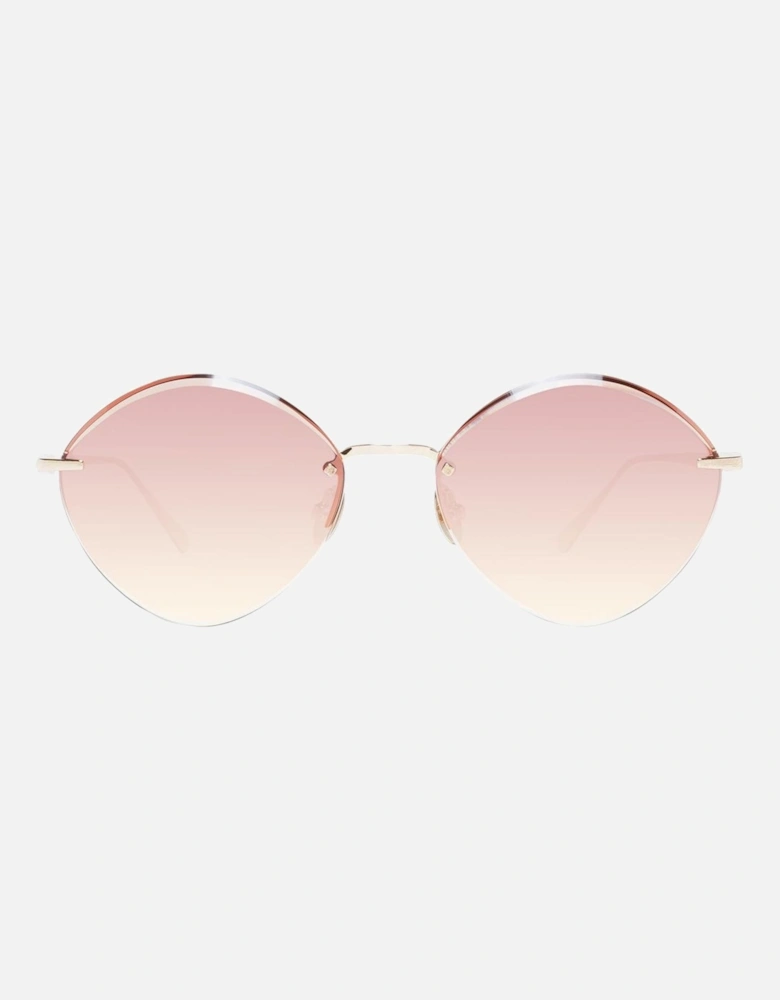 Gold Oval Sunglasses with Brown Lenses - UV Protection Women