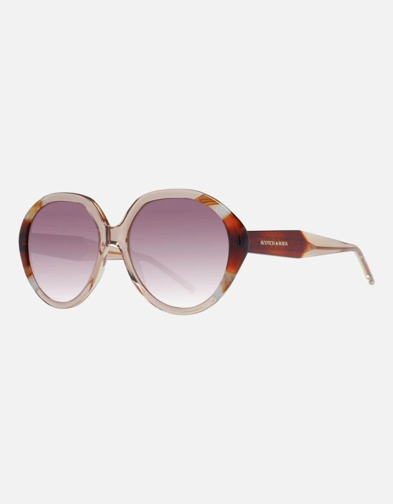 Brown Round Sunglasses with Gradient Lenses and 100% UV Protection