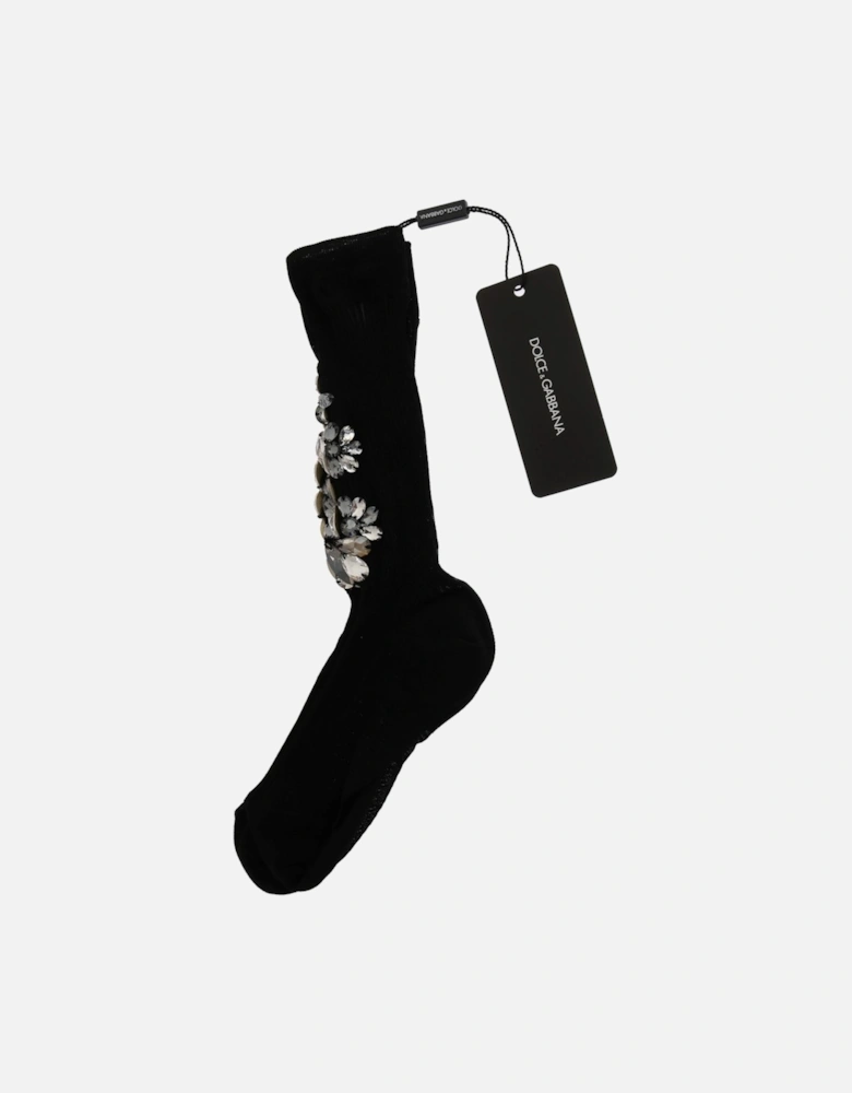 Dolce Gabbana SCS50 Crystal Socks Women - Black Pantyhose