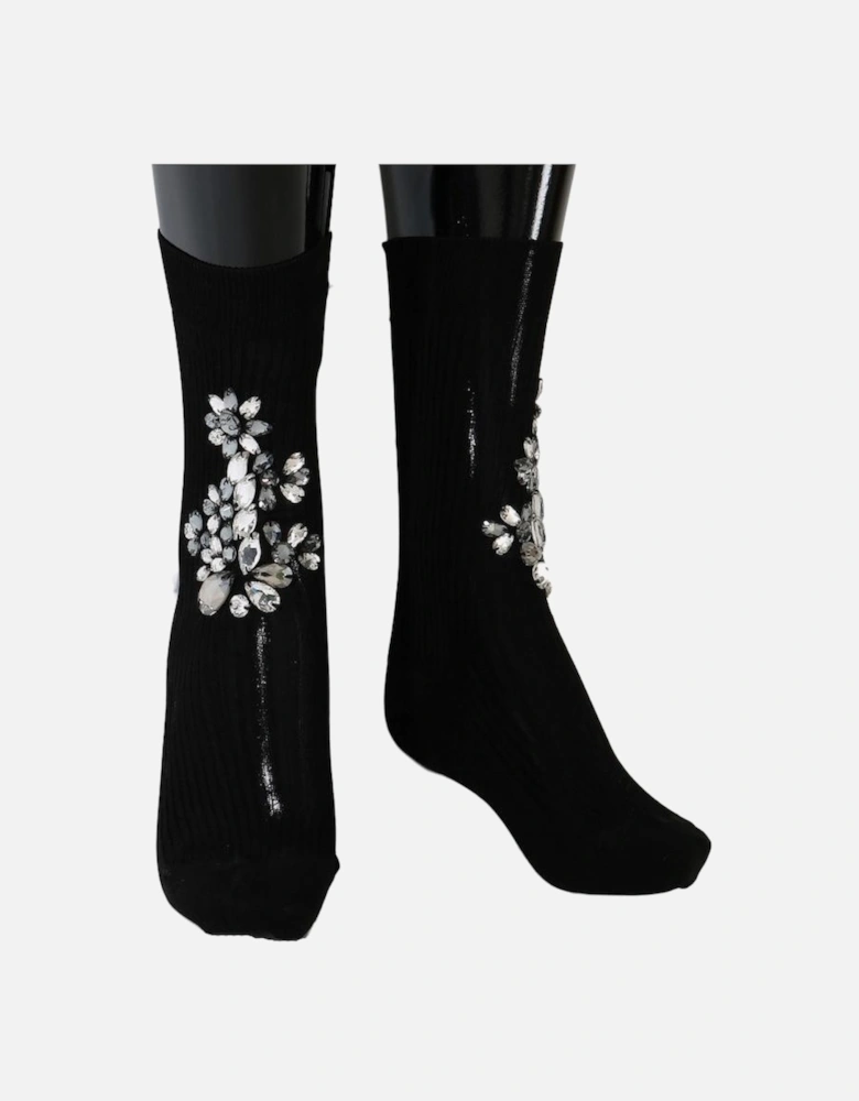 Dolce Gabbana SCS50 Crystal Socks Women - Black Pantyhose