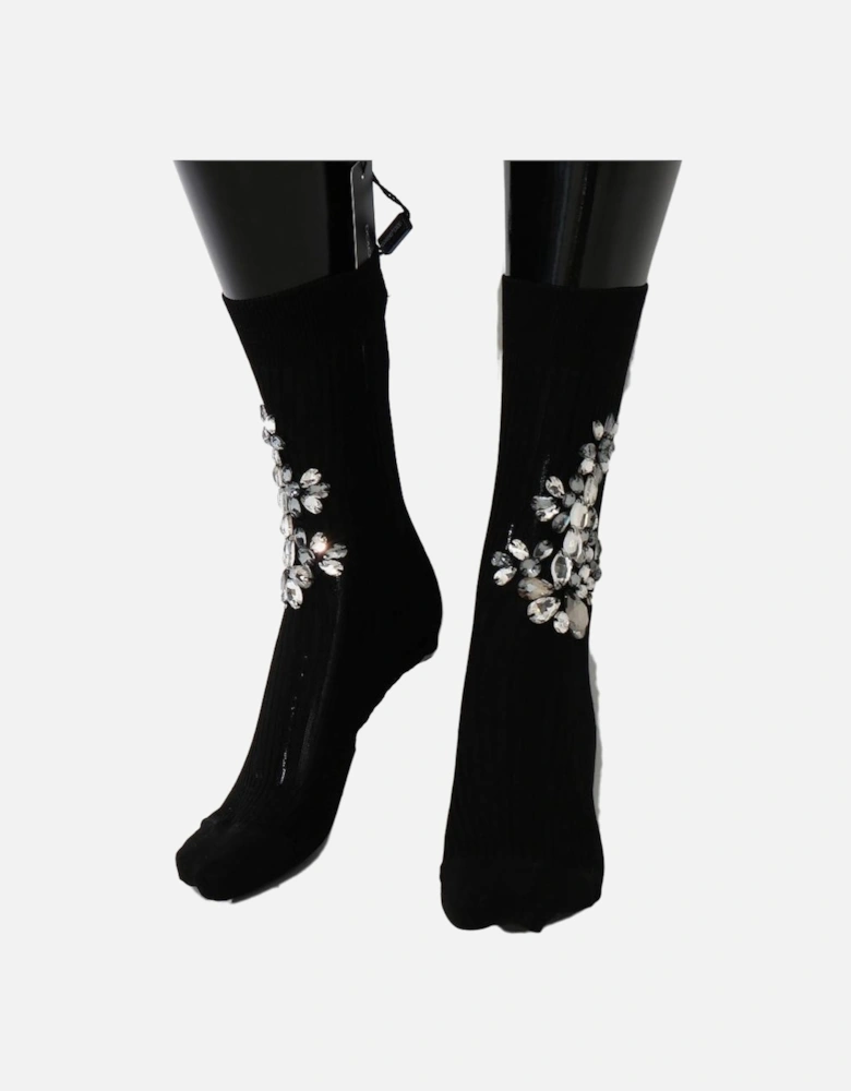 Dolce Gabbana SCS50 Crystal Socks Women - Black Pantyhose