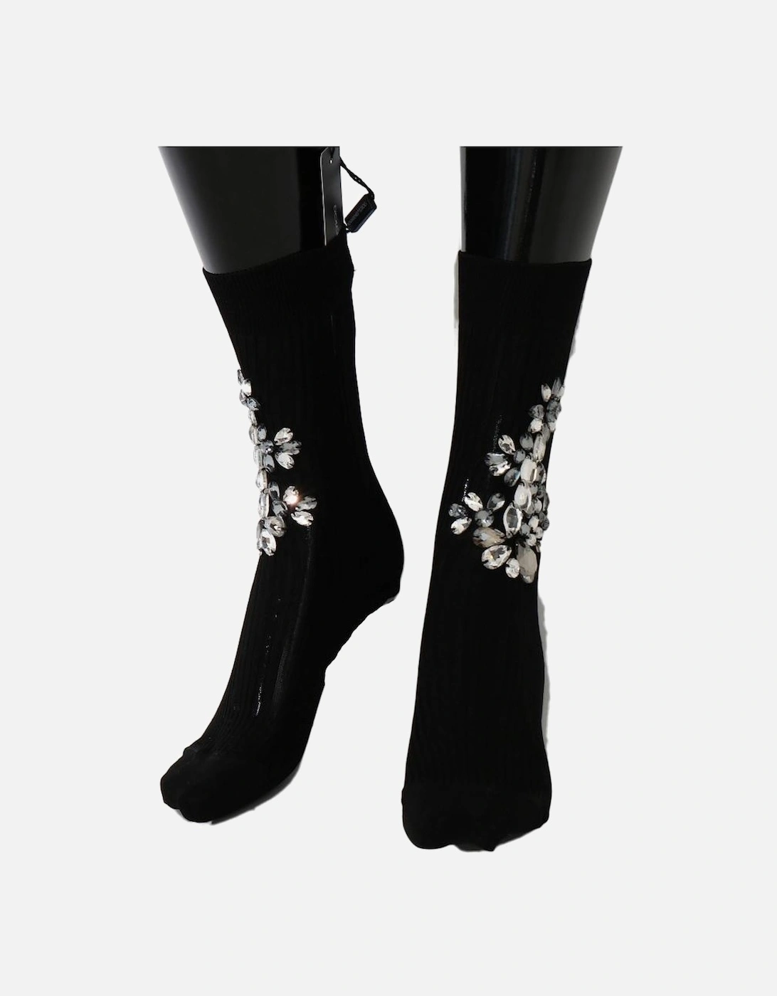 Dolce Gabbana SCS50 Crystal Socks Women - Black Pantyhose