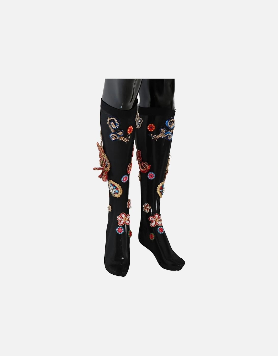 Embellished KneeHigh Socks Women - Black Pantyhose, 7 of 6
