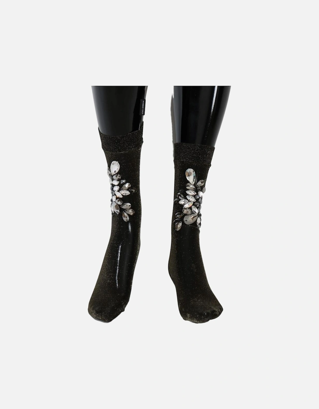CrystalEmbellished Glitter Socks Women - Black Pantyhose