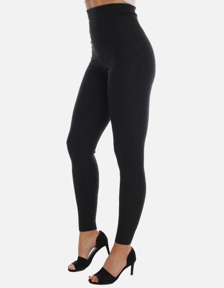 HighWaist Ribbed Leggings Women - Gray Pantyhose