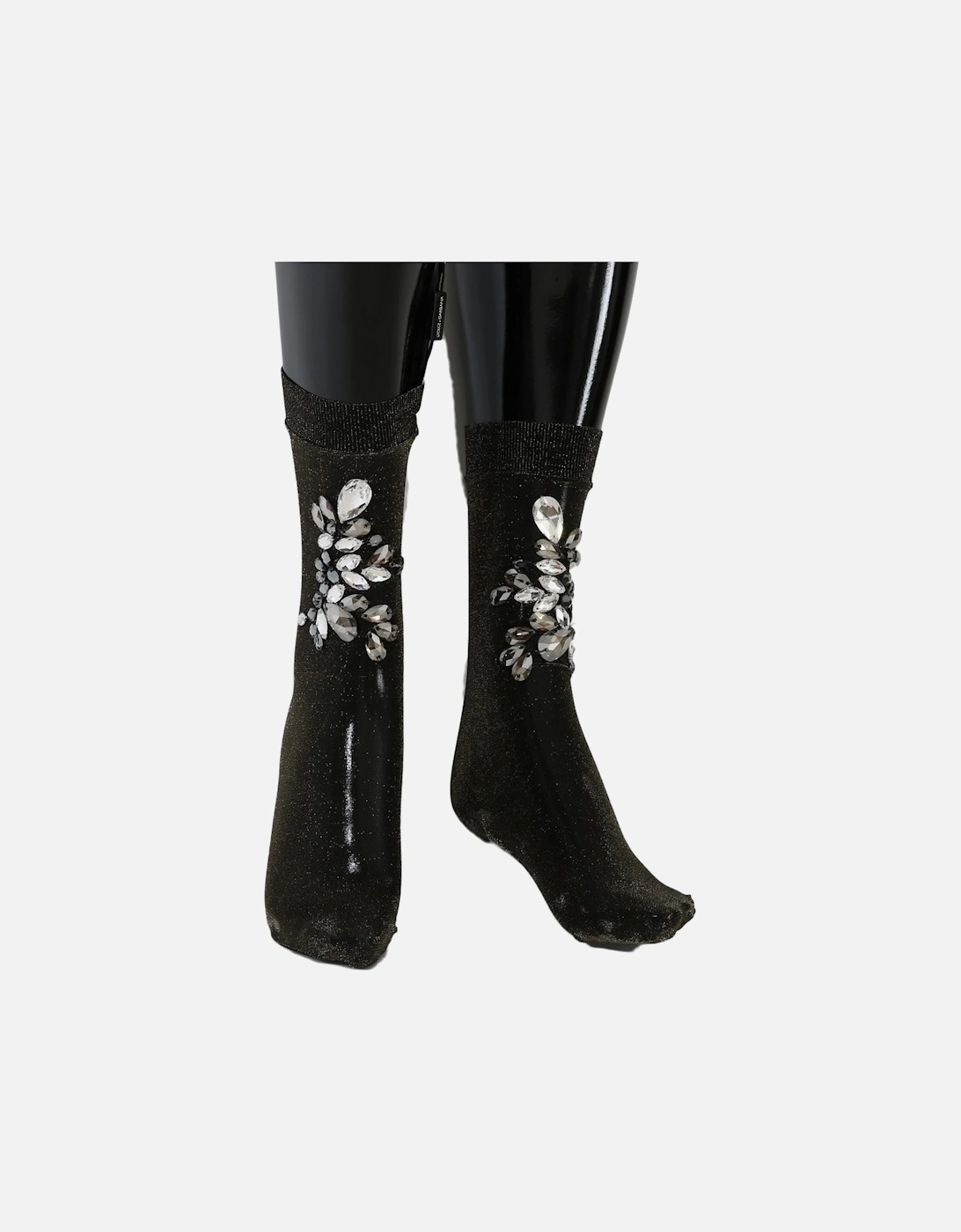 CrystalEmbellished Glitter Socks Women - Black Pantyhose, 7 of 6
