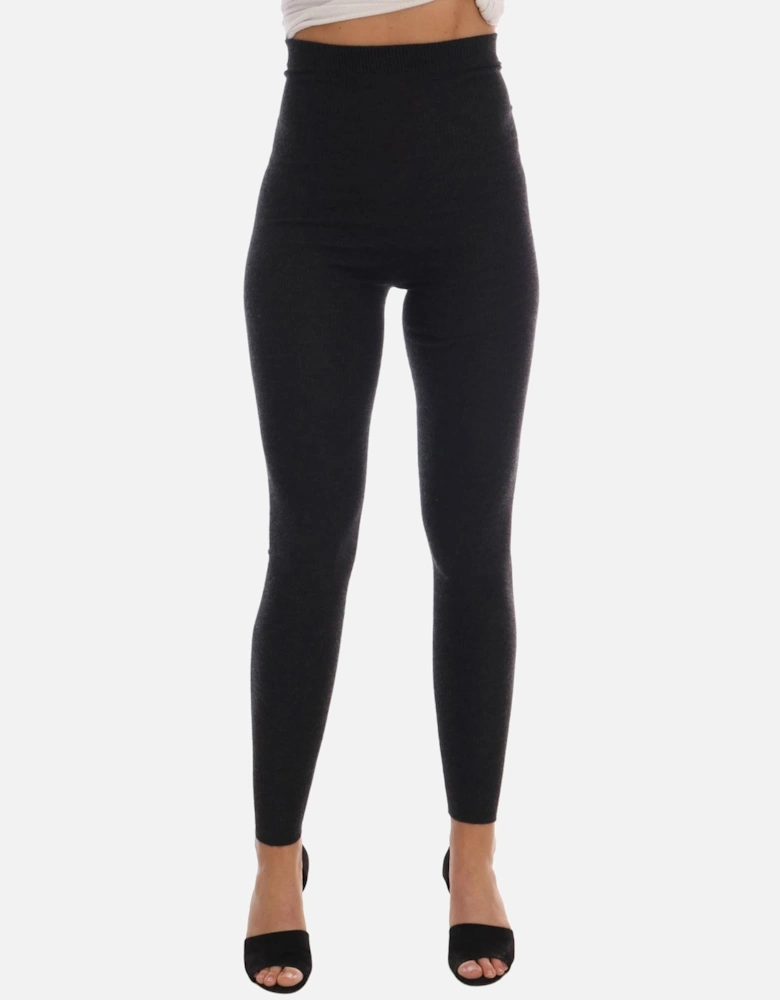 HighWaist Ribbed Leggings Women - Gray Pantyhose