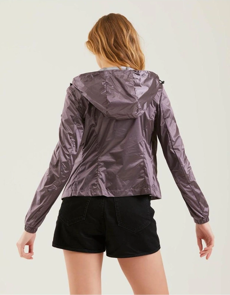 Hooded Packable Jacket Shiny Nylon RE1132 Women - Pink Jackets
