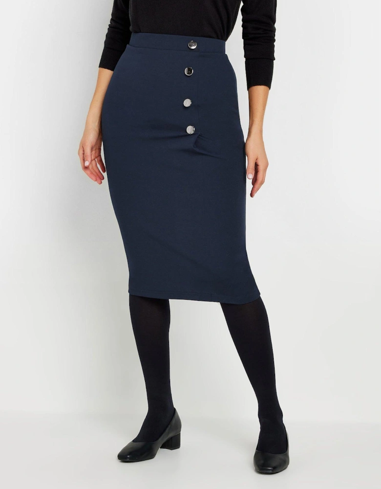 Side Wrap Tailored Skirt - Blue