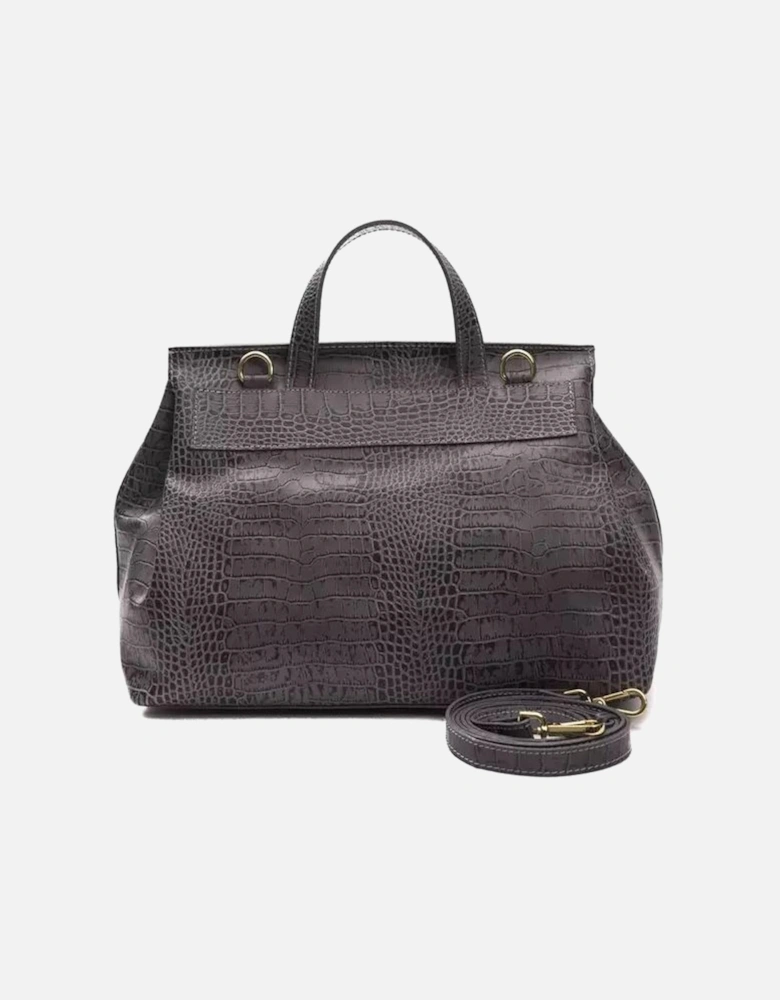 Convertible Croc-Print Leather Handbag Women - Gray