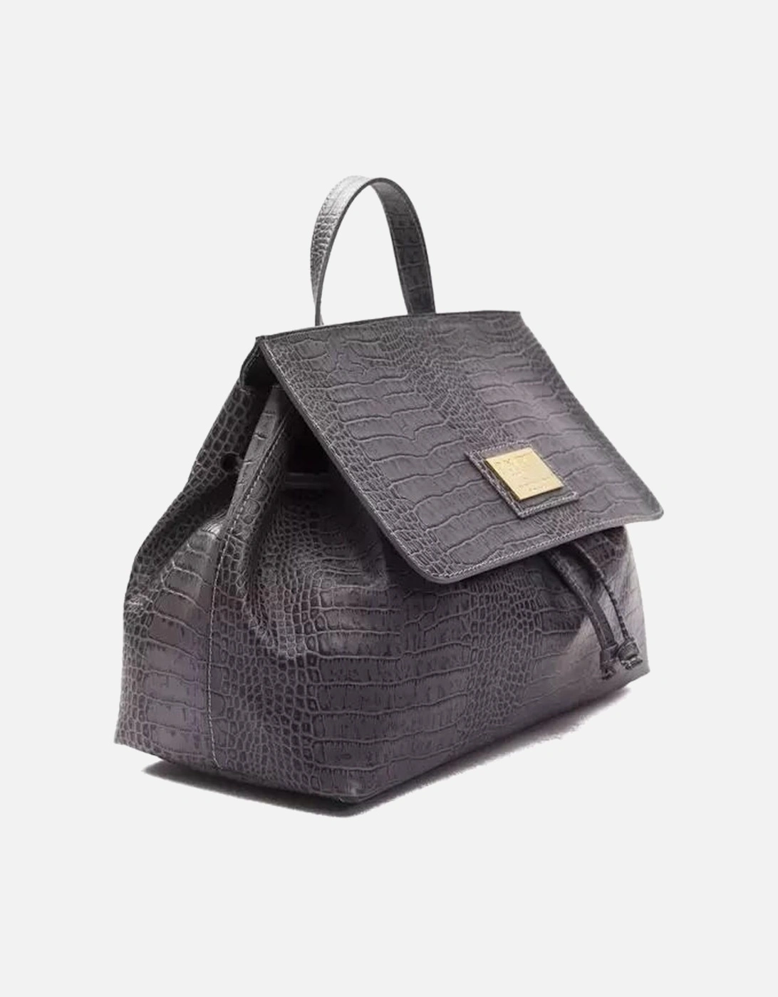 Convertible Croc-Print Leather Handbag Women - Gray