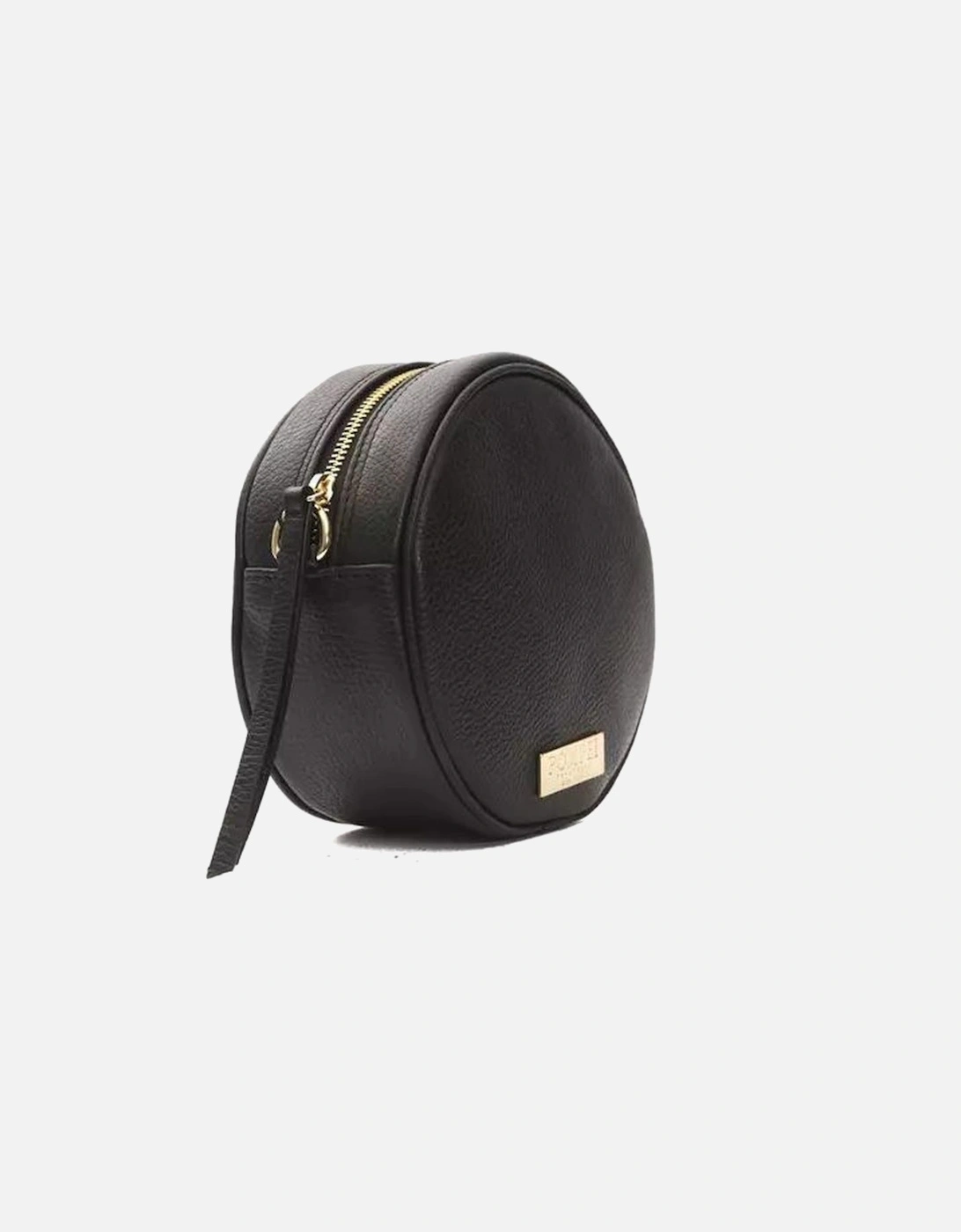 Small Oval Crossbody Bag in Black Leather Women