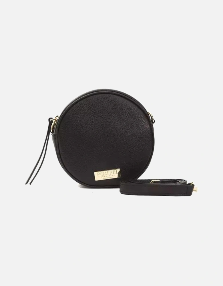 Small Oval Crossbody Bag in Black Leather Women