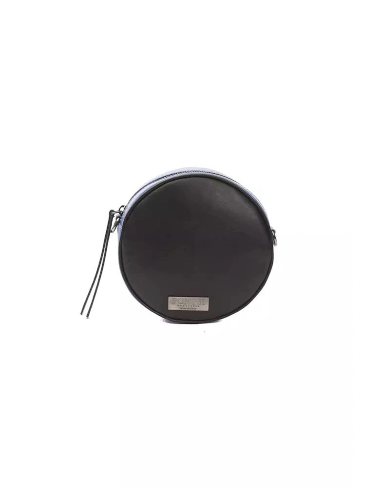 Small Oval Black Leather Crossbody Bag with Logo Lining Women