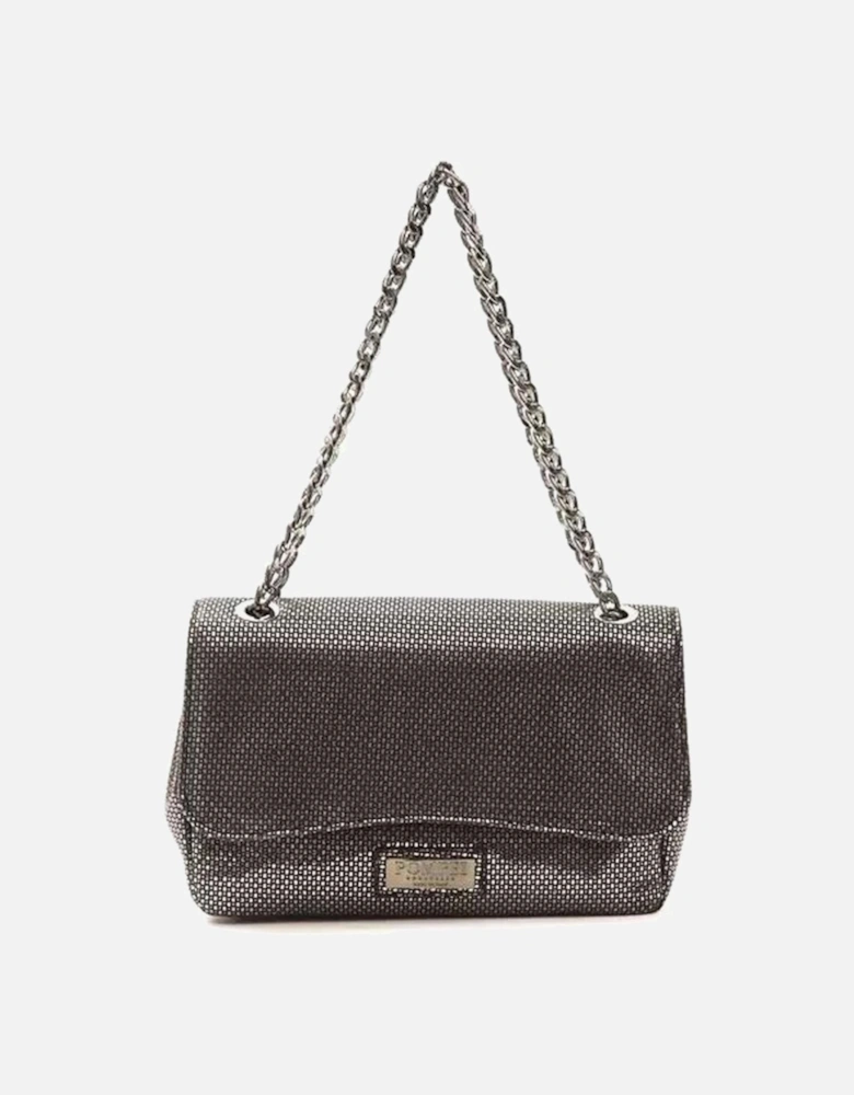 Luxurious Gray Leather Crossbody Bag with Logo-lined Interior Women