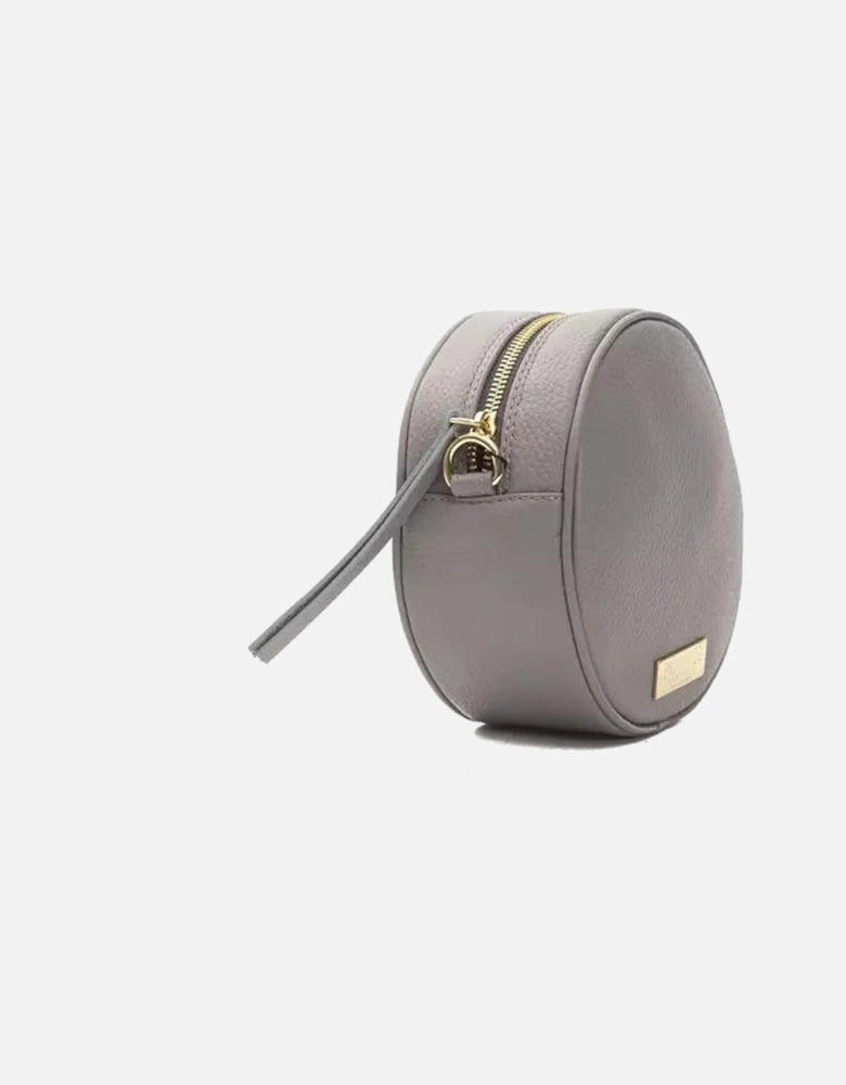 Gray Leather Small Crossbody Bag with Visible Logo Women