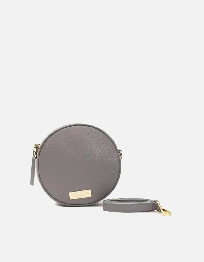 Gray Leather Small Crossbody Bag with Visible Logo Women