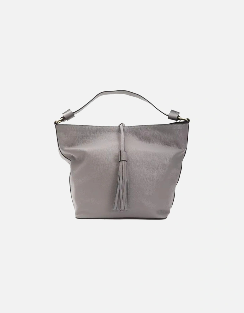 Elegant Leather Shoulder Bag with Adjustable Strap Women - Gray