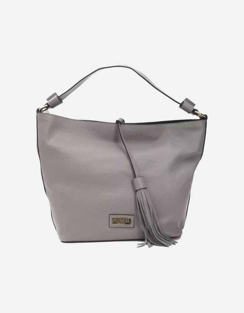 Elegant Leather Shoulder Bag with Adjustable Strap Women - Gray