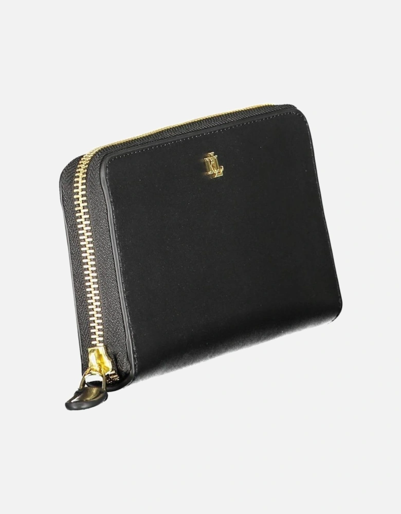 Zip Closure Wallet with Card and Coin Compartments Women - Black