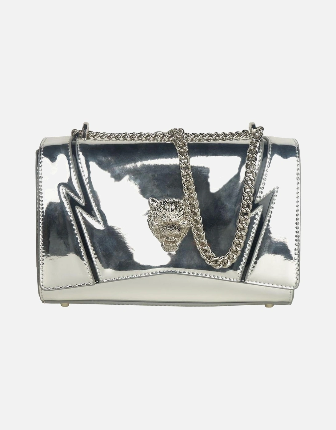 Patent Leather Effect Chain Shoulder Bag Women - Gray Crossbody Bags, 2 of 1