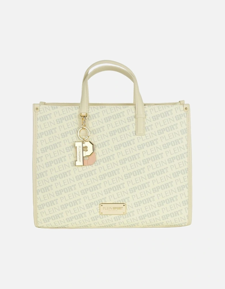 Logo Print Tote Women - White Shoulder Bags