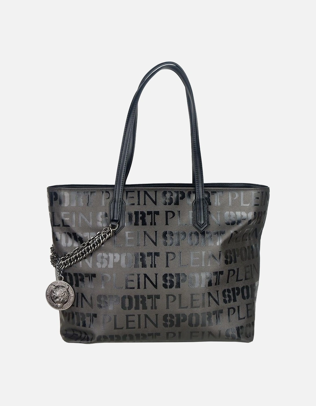 AllOver Logo Print Tote Bag Women - Black Shoulder Bags, 3 of 2