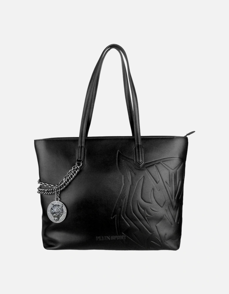 Tiger Embossed Tote Bag PLSP7588 Women - Black Shoulder Bags