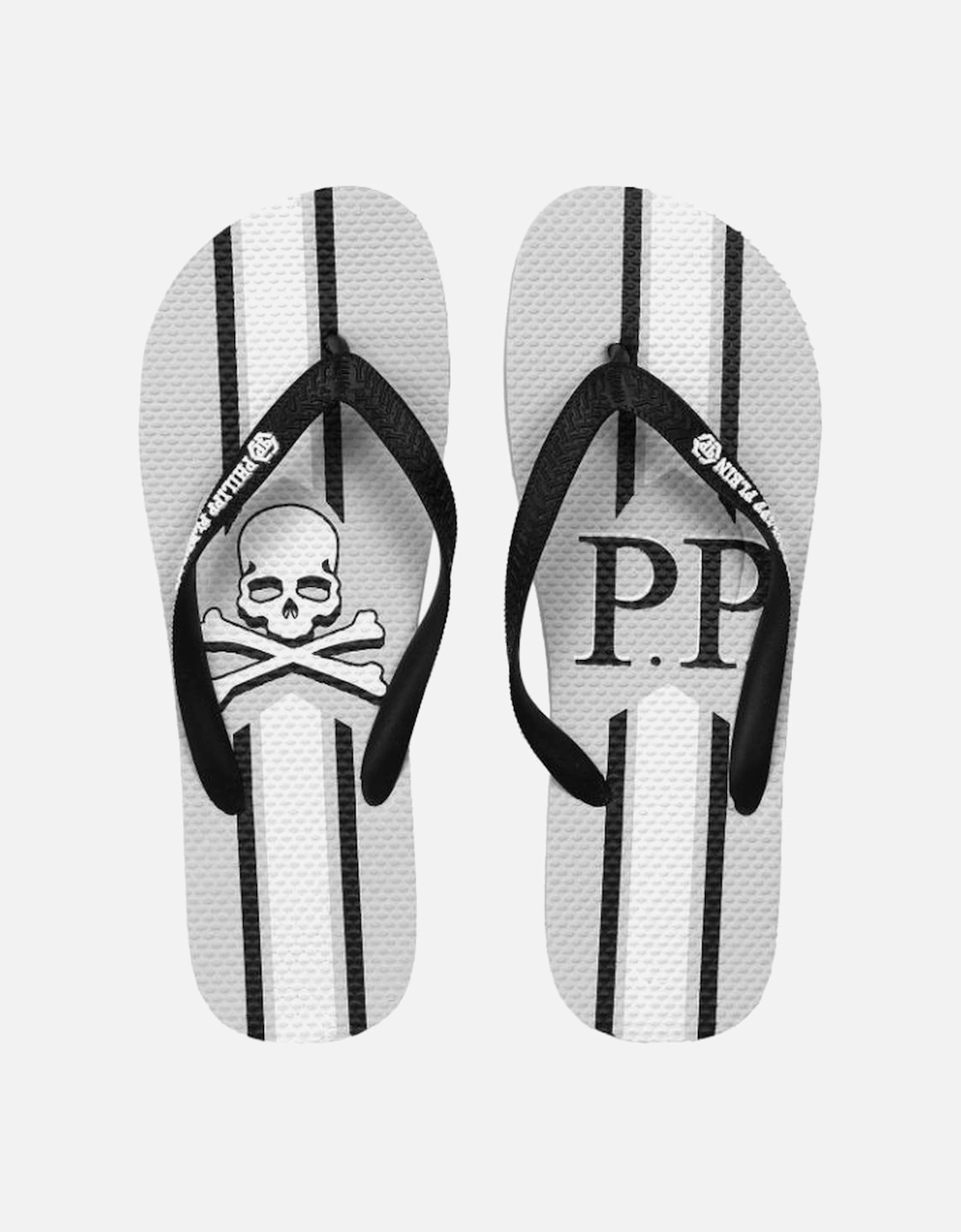 Edgy Luxury Flip Flops with Logo Print Women - Gray Sandals, 4 of 3