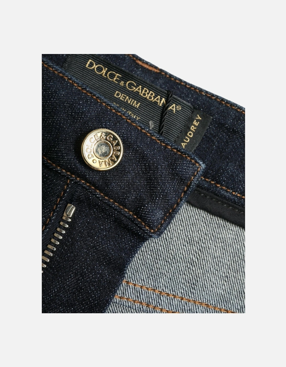 Denim Mid Waist Stretch Jeans with Zipper Closure and Logo Details