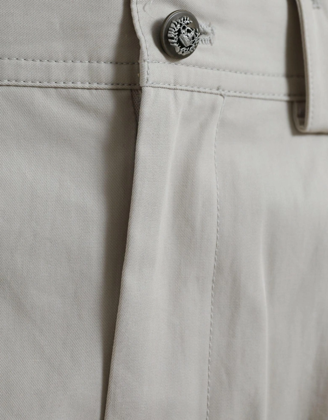 High Waisted Tapered Pants with Logo Details in Beige Cotton Women