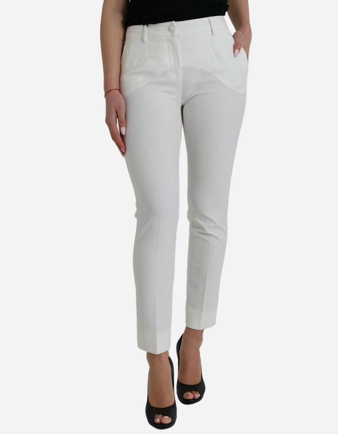 Luxury Mid-Waist Tapered Pants with Zipper Closure and Logo Detail, 6 of 5