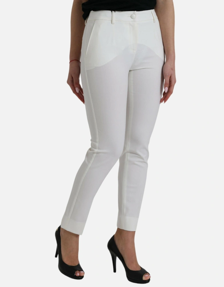 Luxury Mid-Waist Tapered Pants with Zipper Closure and Logo Detail