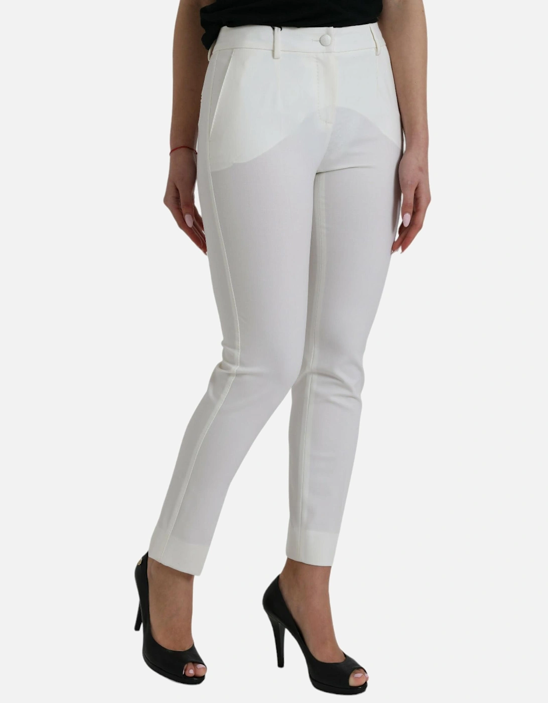 Luxury Mid-Waist Tapered Pants with Zipper Closure and Logo Detail