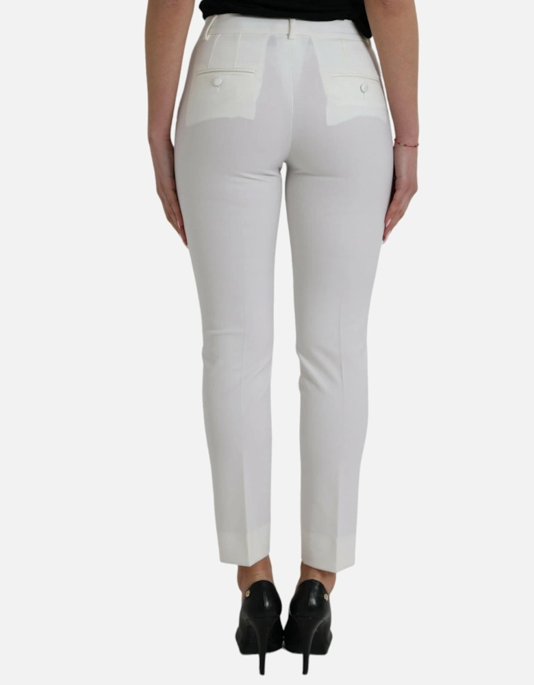 Luxury Mid-Waist Tapered Pants with Zipper Closure and Logo Detail