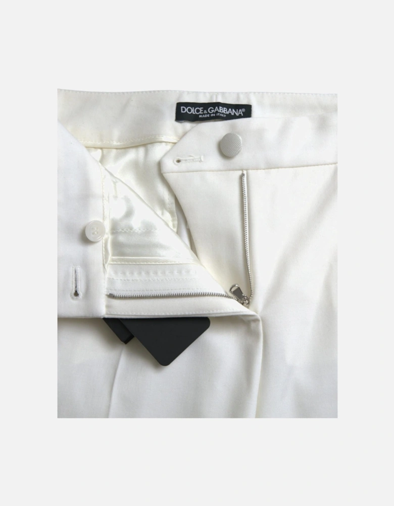 Luxury Mid-Waist Tapered Pants with Zipper Closure and Logo Detail