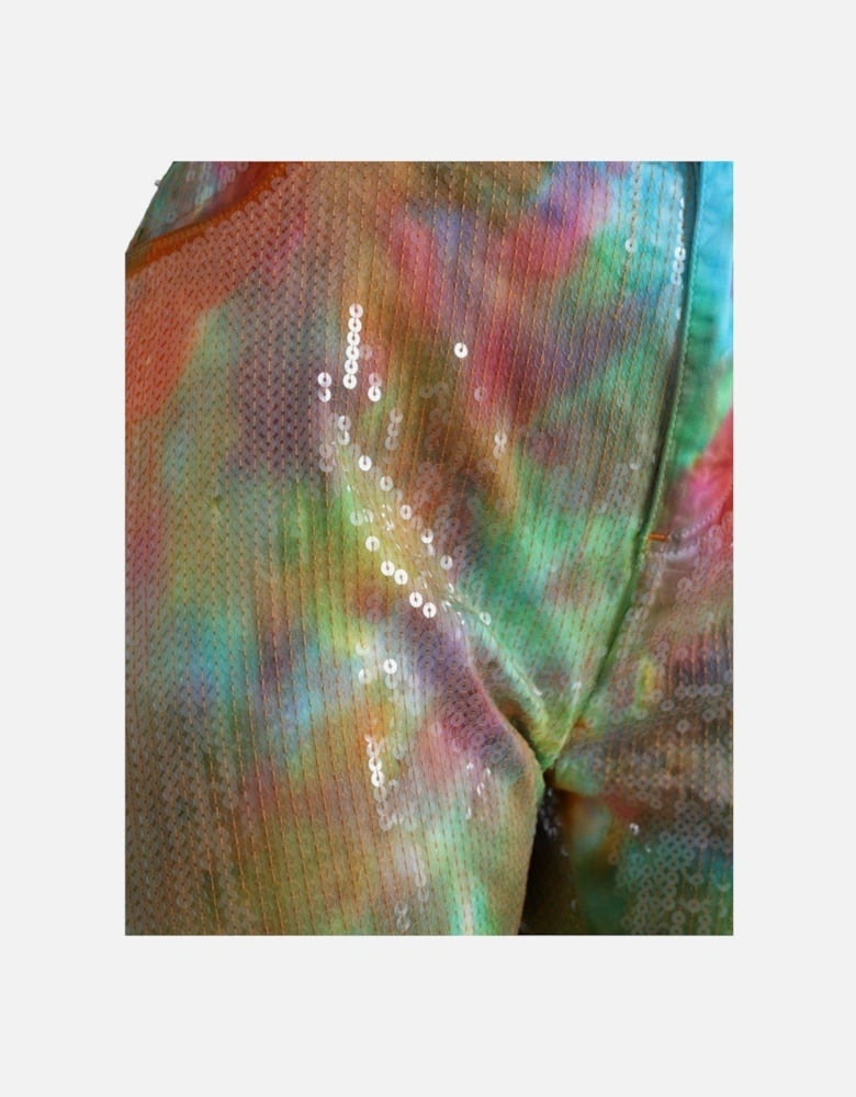 Multicolor High Waist Cropped Pants with Zipper Closure and Logo
