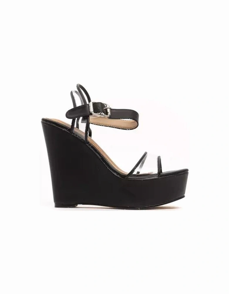 Wedges SandalsBlack Clear Buckle Women