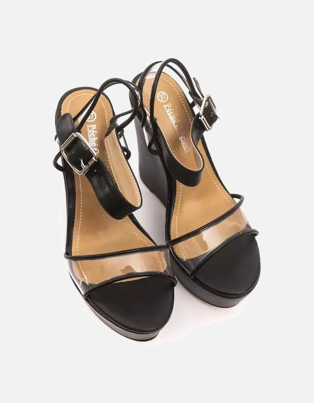 Wedges SandalsBlack Clear Buckle Women