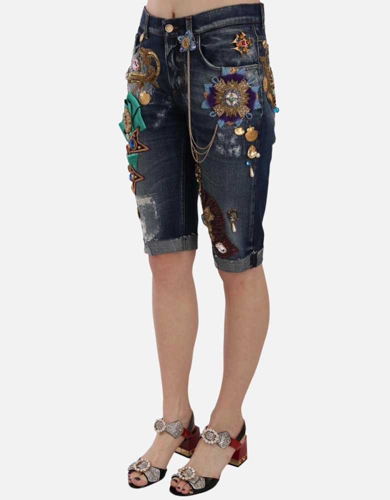 Dolce Gabbana Embellished Denim Shorts PAN70037 Women - Blue
